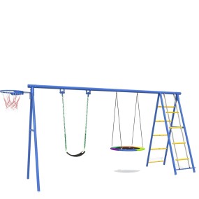 Backyard Swing Factory - Backyard Swing Set 5 Station Metal Garden