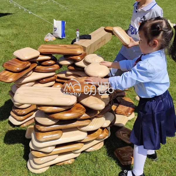 Building Blocks Manufacturer - Moetry Large Wooden Stacking Pebble