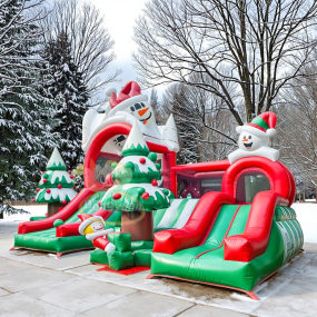 Inflatable Bounce House Supplier - Dual Slide Snowman Design for Family Gatherings