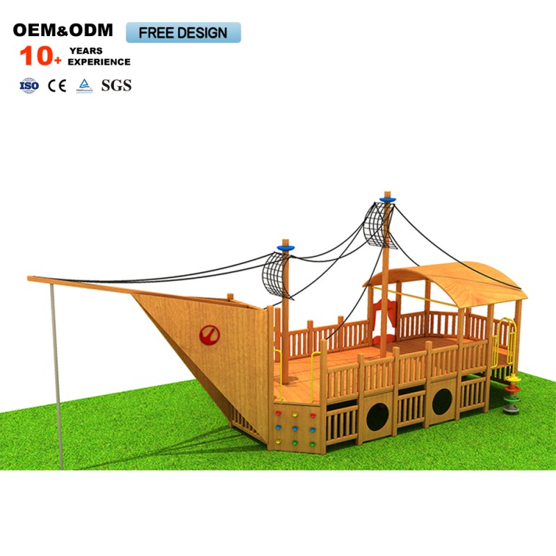 Wooden Playground Factory - Outdoor Children's Wooden Slide Boat