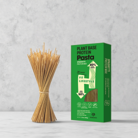 High Protein Fitness Pea Pasta Keto-Friendly Egg-Free Low Fat Plant-Based Refined Processed Noodles in Box Packaging