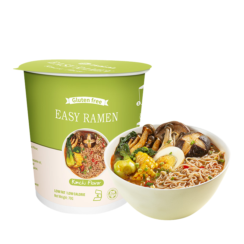 Korean Kimchi Flavor Instant Ramen Noodle Soup Mix Cup Microwaveable Conveniently Packaged in Box or Bag