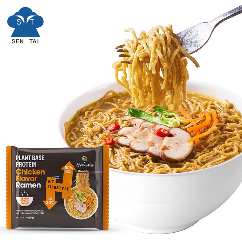 High Protein Chicken Flavor Dry Noodles Fast Food Healthy Diet Instant Ramen Packaged in Bag