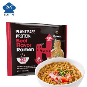 Spicy Beef Flavor Instant Ramen Noodles Lower Carb Vegetarian Air-Dried Healthy Noodles in Bag Packaging