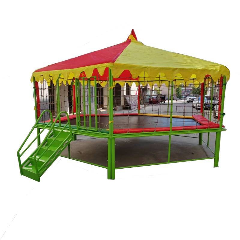 Hexagonal Trampoline Factory - Family-friendly with Net Stairs PP Mat