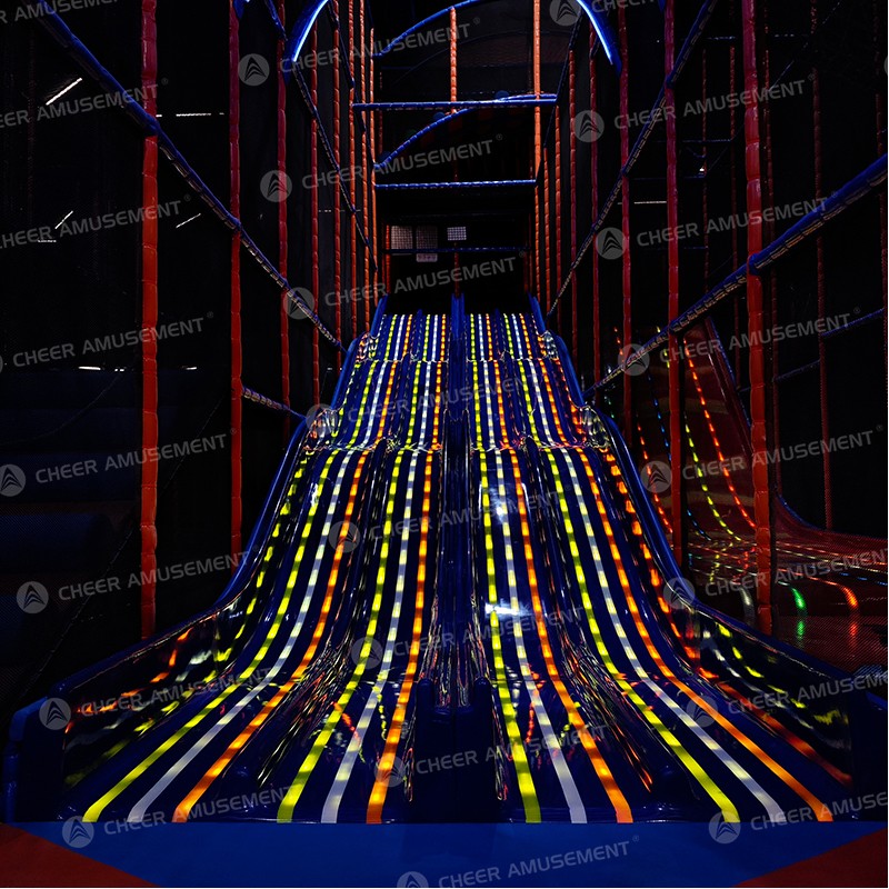 Playground Equipment Supplier - Custom Indoor LED Slides Ninja Course