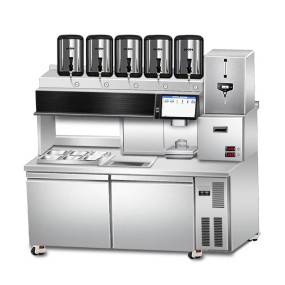 Full Automation Milk Tea Making Bubble Tea Table Bar Counter Machine With Refrigeration Cabinet Coffee Milk Tea Shop Equipment