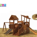 Wooden Playhouse Supplier - Wooden Playhouse with Climbing Frame