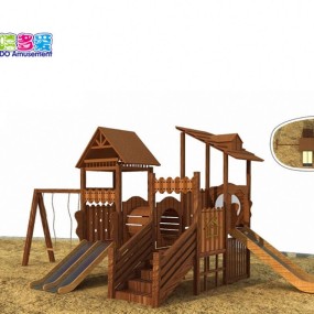 Wooden Playhouse Supplier - Wooden Playhouse with Climbing Frame