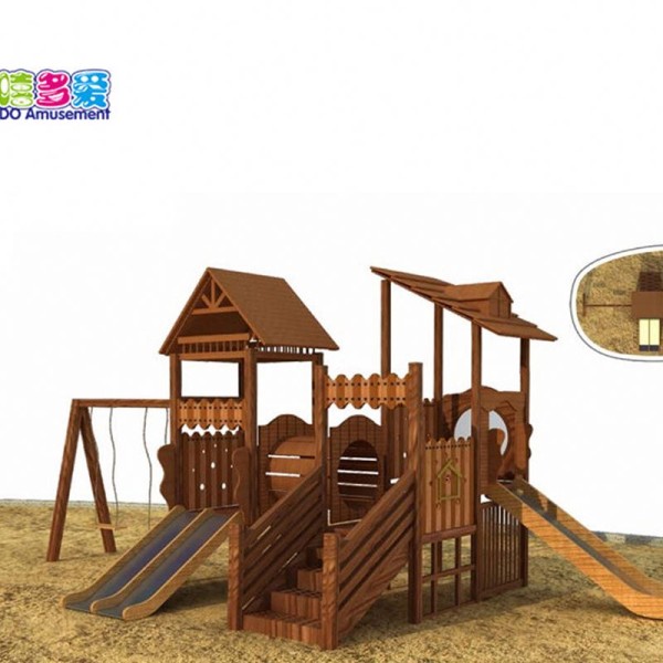 Wooden Playhouse Supplier - Wooden Playhouse with Climbing Frame