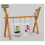 Children Outdoor Playground Factory - Wooden Structure Swing Seesaw