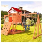 Wooden Playhouse Manufacturer - Outdoor With Slide Swing Set
