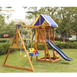 Wooden Playhouse Manufacturer - Outdoor With Slide Swing Set