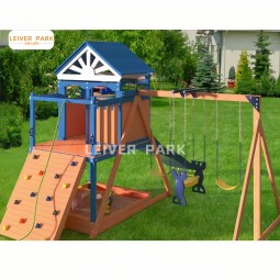 Wooden Playhouse Manufacturer - Outdoor With Slide Swing Set