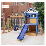 Wooden Playhouse Manufacturer - Outdoor With Slide Swing Set