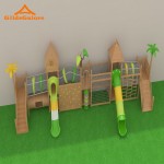Outdoor Slide Manufacturer - Wooden Climbing Rock Frame Playground