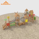 Outdoor Slide Manufacturer - Wooden Climbing Rock Frame Playground