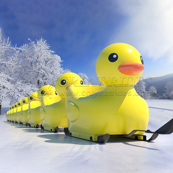 Outdoor Toy Supplier - 1 Person PE Duck Sled Cute Yellow