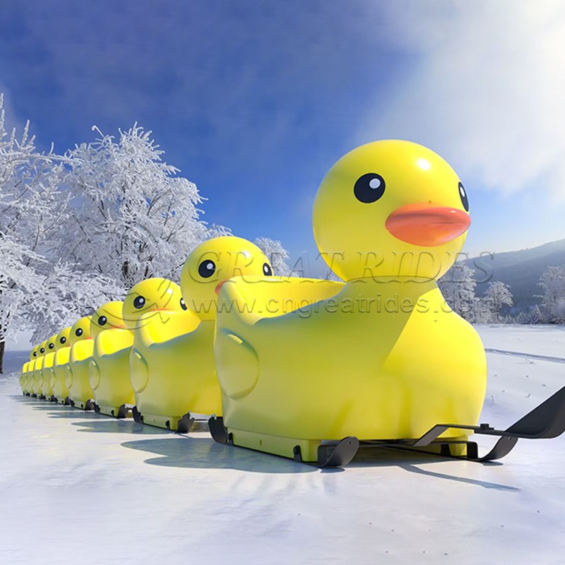 Outdoor Toy Supplier - 1 Person PE Duck Sled Cute Yellow