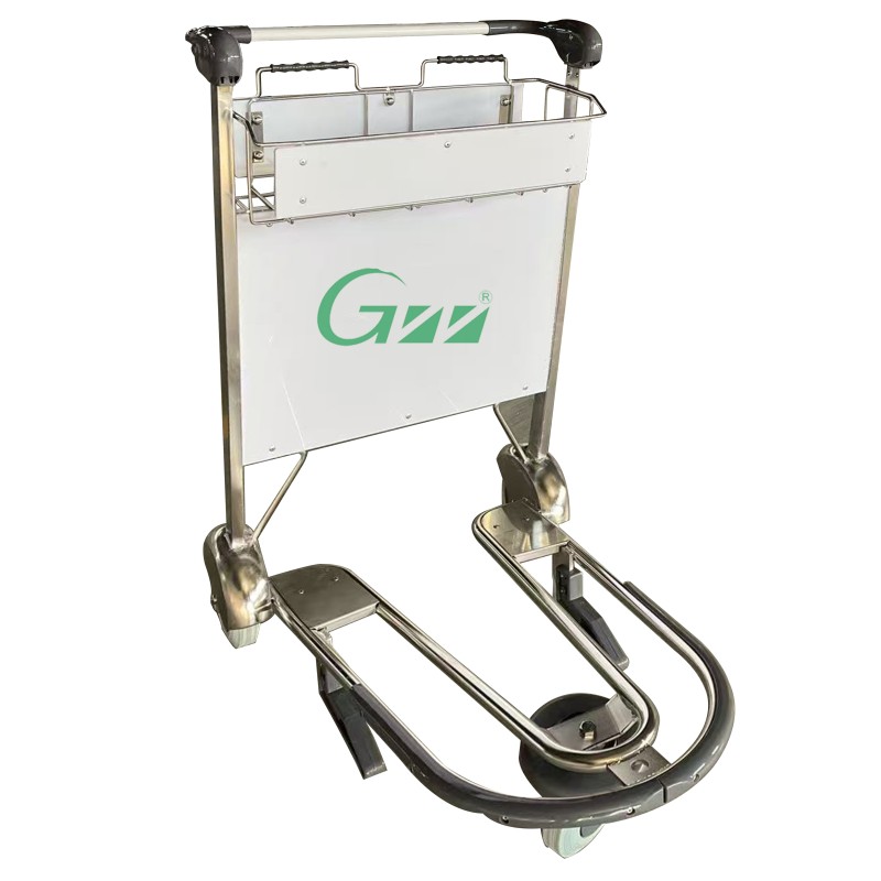Airport Baggage Trolley Supplier - Stainless Steel 3-Wheel Hand Push