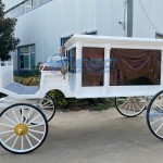 Funeral Hearse Manufacturer - White Classic Four Wheels Horse Drawn