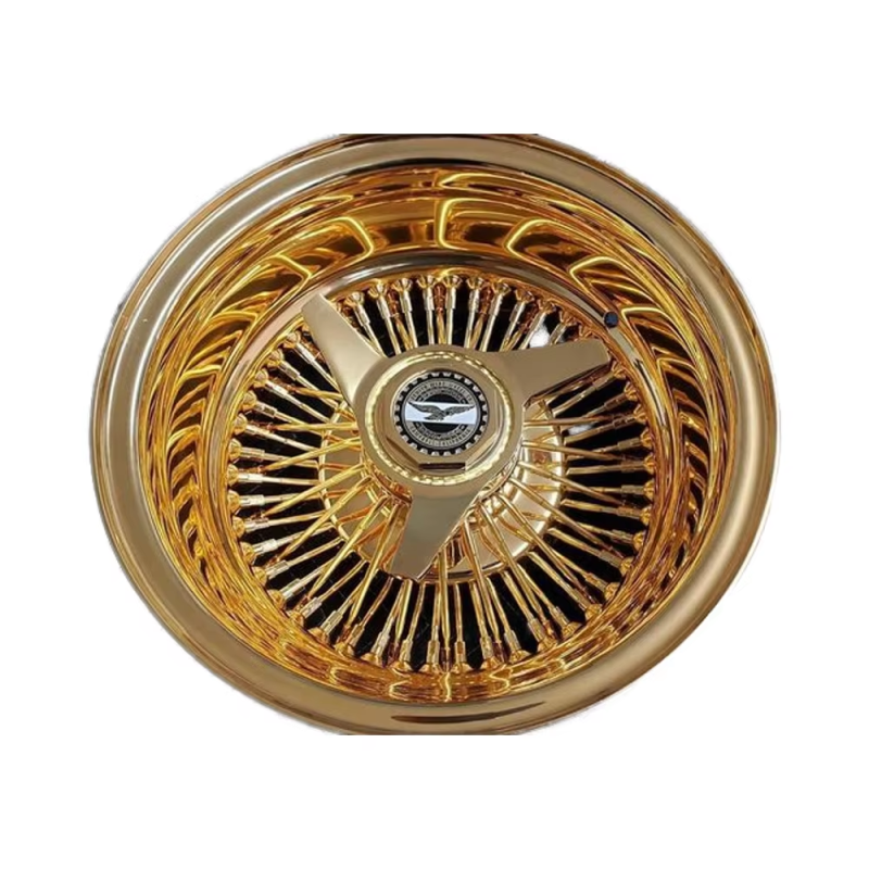 Wire Wheel Factory - 13x7 14x7 Gold Chrome Spokes