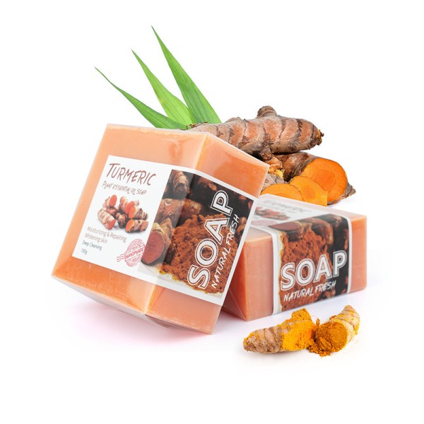 Private Label Organic Natural Turmeric Soap Bar for Skin Lightening Handmade Soap Bath Whitening Spot Acne Remove Turmeric Soap