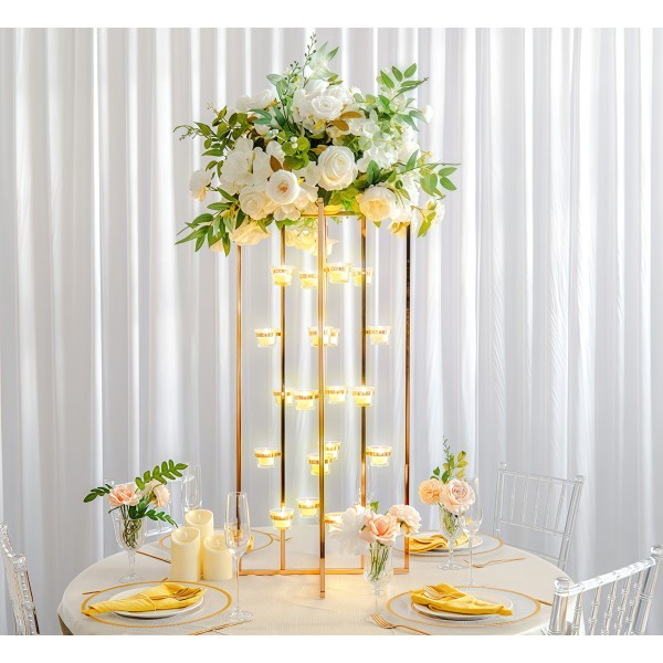 Candlestick Stand Factory - Golden Metallic Flower Stand