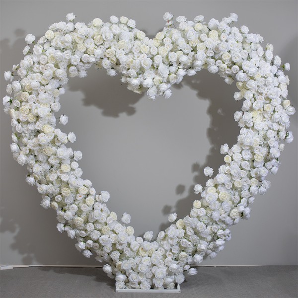 Flower Arch Factory - White Rose Heart Shape Decor
