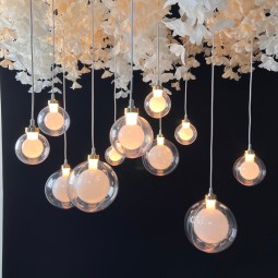 Glass Chandelier Manufacturer - Disc Shape Feather Light