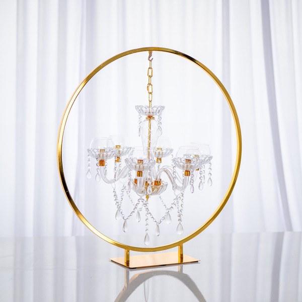 Crystal Candelabra Factory - Gold Round Chandelier Stand