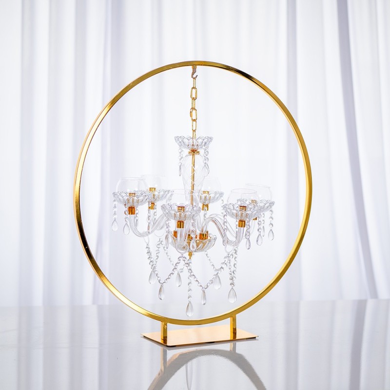 Crystal Candelabra Factory - Gold Round Chandelier Stand