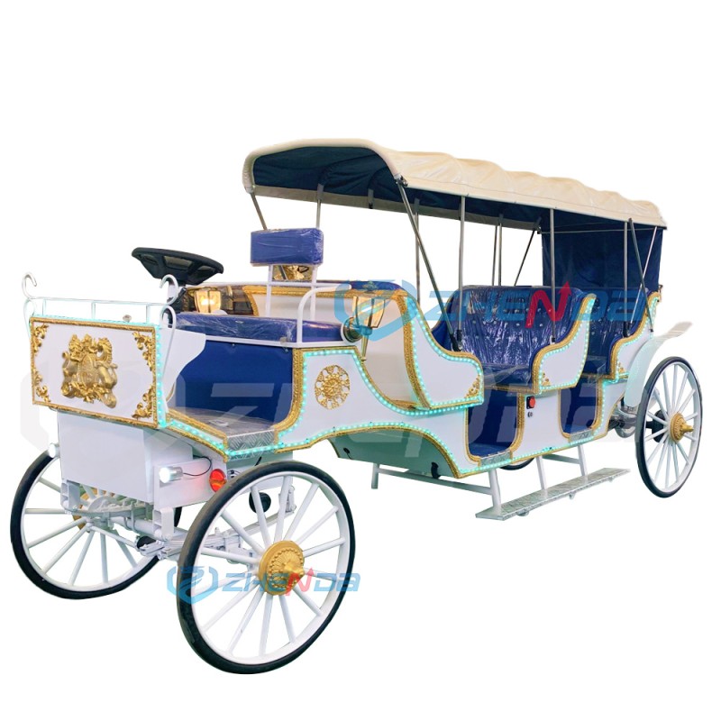 Sightseeing Carriage Manufacturer - Blue Convertible 4 Steel Wheels