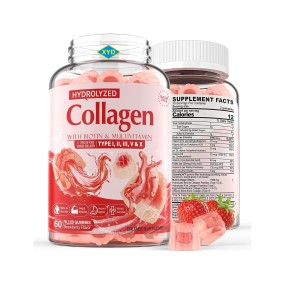 OEM Private Label Sugar Free Hydrolyzed Collagen Liquid Filled Gummies With Biotin & Multivitamins