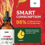 Private Label  Korean Red Ginseng Powder Ginseng Korean Red Panax Ginseng Liquid Drops Supports Healthy Energy, Vita