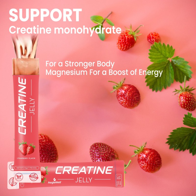 Factory Supply New Product Private Label Creatine Jelly in Strawberry Flavor for Sports Building Muscle Healthcare Supplement