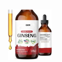 Private Label  Korean Red Ginseng Powder Ginseng Korean Red Panax Ginseng Liquid Drops Supports Healthy Energy, Vita
