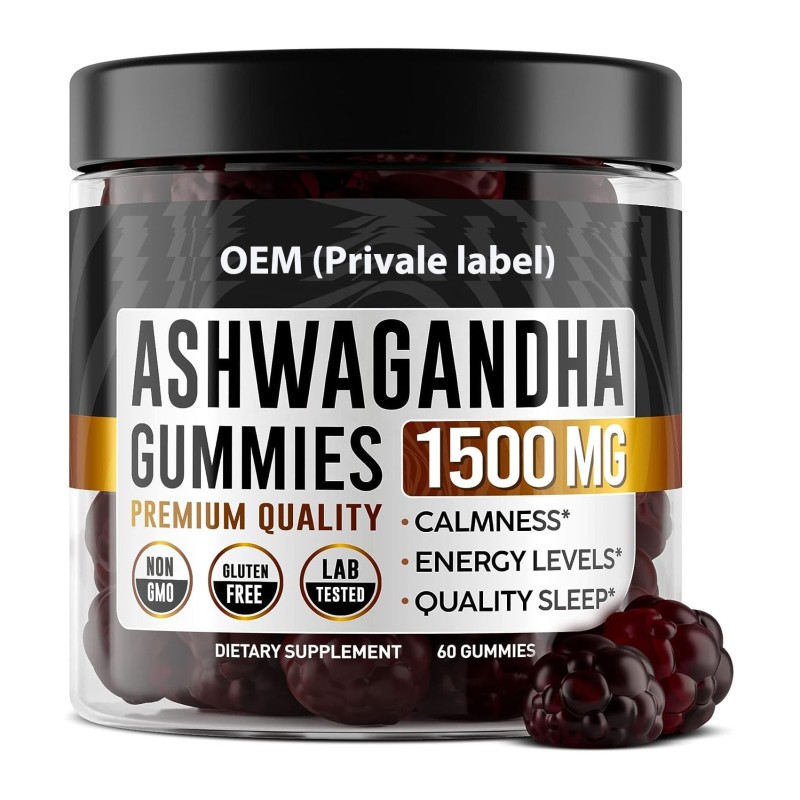 OEM Private Label Ashwagandha Herbal Supplement for Sleep, Stress Balance Ashwagandha Gummies for Women & Men