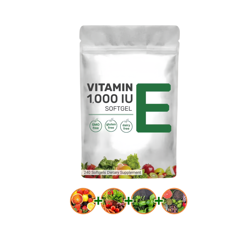OEM Pure Vitamin E 1000 IU 240 Softgels Oil Pills Antioxidant Supplements for Skin Face Immune Health