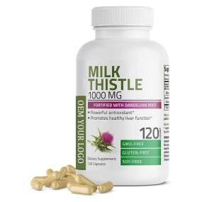OEM Private Label Milk Thistle 1000 MG Capsules Silybum Marianum for Antioxidant & Liver Health Support