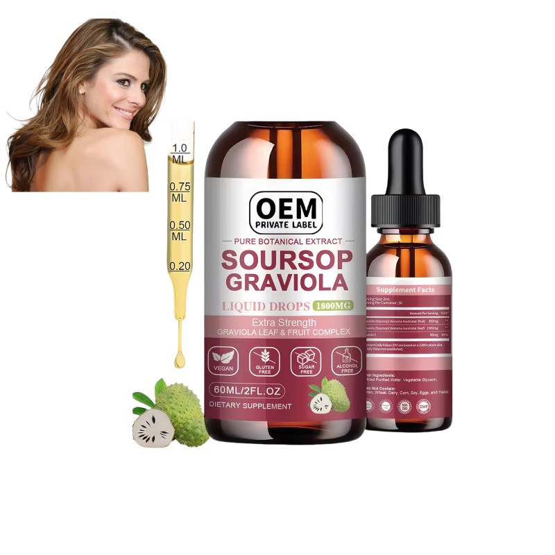 OEM Organic Graviola Leaf Extract Soursop Graviola Liquid Drops Herbal Supplement Support Mood &Relaxation
