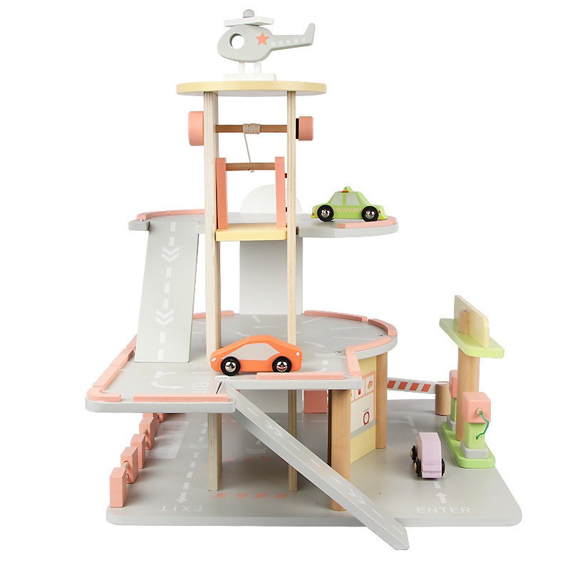 Wooden Park Toy Factory - Simulation Gas Station Car Track