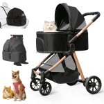 Pet Stroller Factory - 3 in 1 Small Medium Pets Black