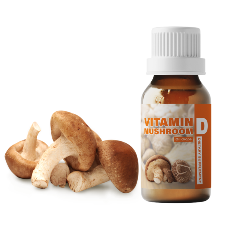CUSTOM OEM Vitamin D Mushroom Oil Drops Immune Support Energy Supplement for Boost Mood & Metabolism Bones & Muscles Supplement