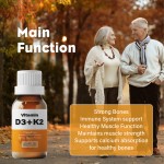 Organic Supplement Vitamin D3+K2 Oil Drops Support Bones Mineral Density Healthy Max Strength Sublingual Liquid D3 K2 Drops