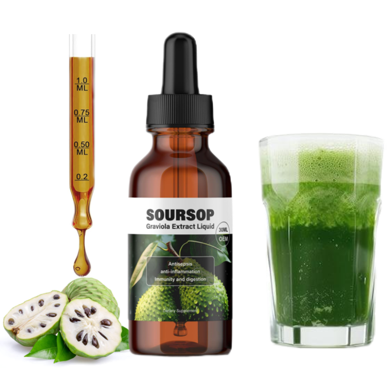 Custom Soursop Fruit and Leaf Supplement Soursop Graviola Leaf Extract Liquid Drop for Cell Support Regeneration