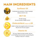Organic Supplement Vitamin D3+K2 Oil Drops Support Bones Mineral Density Healthy Max Strength Sublingual Liquid D3 K2 Drops