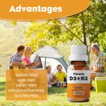 Organic Supplement Vitamin D3+K2 Oil Drops Support Bones Mineral Density Healthy Max Strength Sublingual Liquid D3 K2 Drops