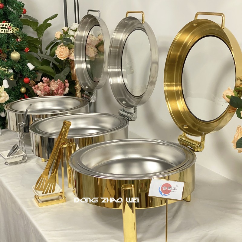 Chafing Dish Manufacturer - Arabic Wedding Luxury Gold Round Buffet