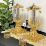 Juice Dispenser Factory - Luxury 8L Gold Round Glass Drink Dispenser